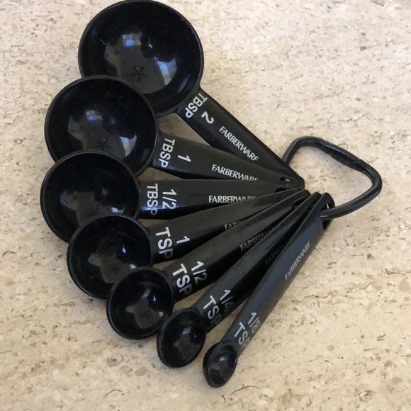 VINTAGE  MEASURING SPOONS 5 SETS BLK FARBERWARE COPPER FIESTAWARE FOX RUN WHITE - Picture 13 of 14